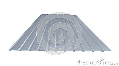 Roof wave ripple profile metal sheet colored wooden texture isolated on white background Stock Photo