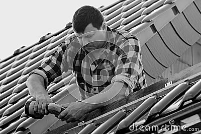 Roofer Stock Photo