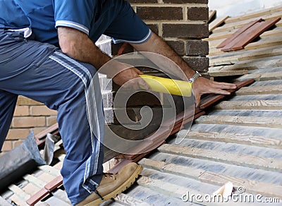 Roofer trainee Stock Photo