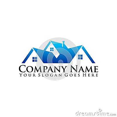 Repair of damaged house roofs logo Vector Illustration