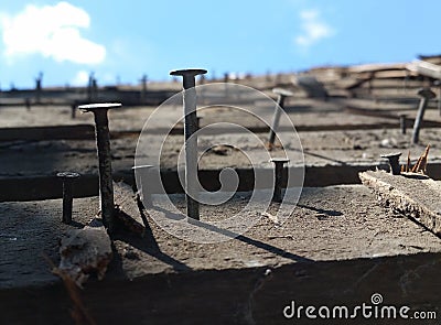 Roofing nails Stock Photo