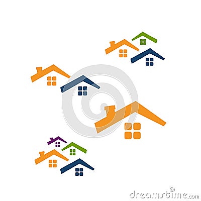 roofing roof logo vector for real estate realty company Vector Illustration
