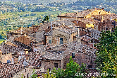 Roofs below the Walls - Montepulciano Stock Photo