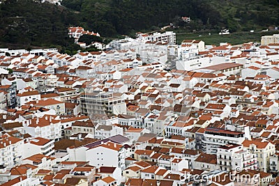 The roofs of buildings in the Portuguese resort of Nazare Stock Photo