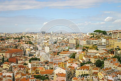 Roofs of houses, view from Castello Sao Jorge. Lisbon, Portugal Stock Photo