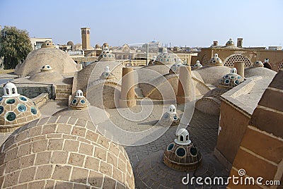 The scenic brick domes of Qasemi Bathhouse, Kashan, Iran. Stock Photo