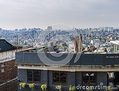 Rooftop cafe in Seoul Editorial Stock Photo