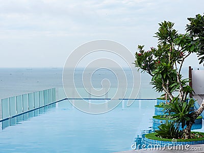 Rooftop eternity pool in Vietnam Stock Photo