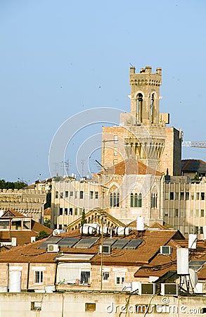 Rooftop Jerusalem Israel architecture temple Stock Photo