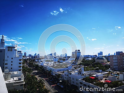Rooftop view of Collins Avenue Miami Beach Editorial Stock Photo