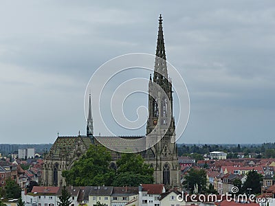 Rooftop view of Gedachtniskirche church and Speyer cityscape in Germany Stock Photo
