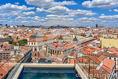 Rooftop view of Madrid downtown in a sunny day Stock Photo