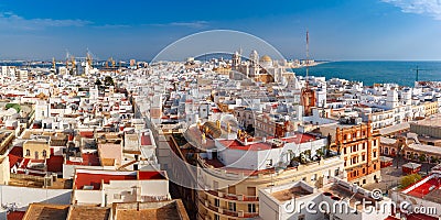 Rooftops and Cathedral in Cadiz, Andalusia, Spain Stock Photo