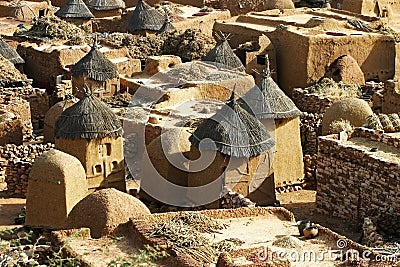 Rooftops of a traditional village in Mali Editorial Stock Photo
