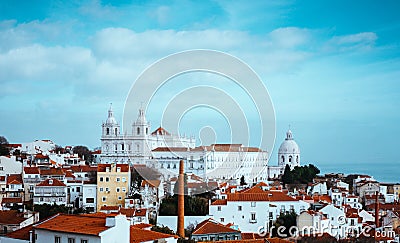 Rooftopspanorama of the oldest district Alfama in Lisbon, Portugal Stock Photo