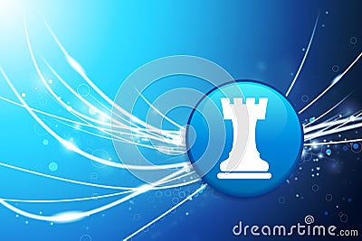 Rook Chess Button on Blue Abstract Light Background Stock Photo