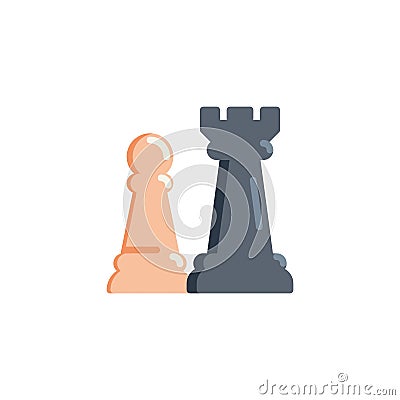 Rook and Pawn Chess flat icon Vector Illustration