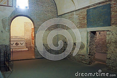 Archaeological Complex of the Roman Houses of Caelium Hill in Rome, Italy Editorial Stock Photo