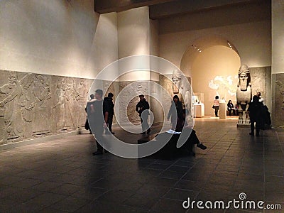 Room of an Assyrian Palace in Metropolitan Museum of Art. Editorial Stock Photo