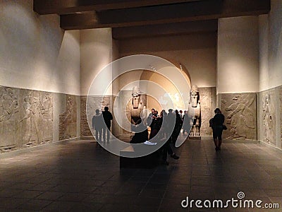 Room of an Assyrian palace in Metropolitan Museum of Art. Editorial Stock Photo