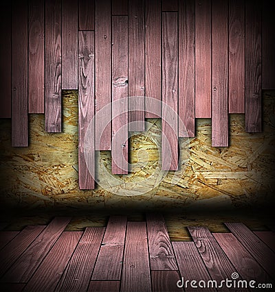 Room backdrop with wood abstract planks Stock Photo