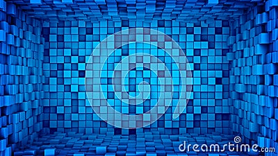 Room of blue cubes extruded. Abstract 3D render Stock Photo