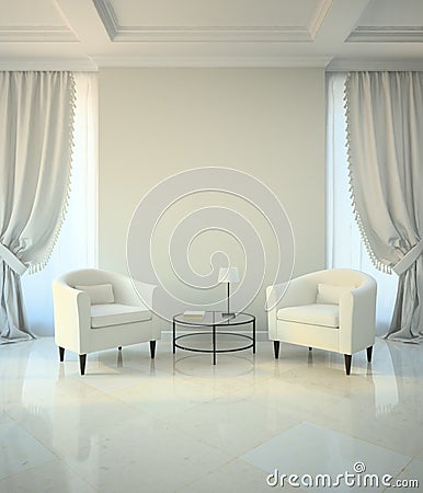 Room in classic style with two armchairs and coffe table Stock Photo