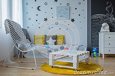 Room with cosmic motives Stock Photo