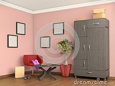 Room with cupboard, Cartoon Illustration