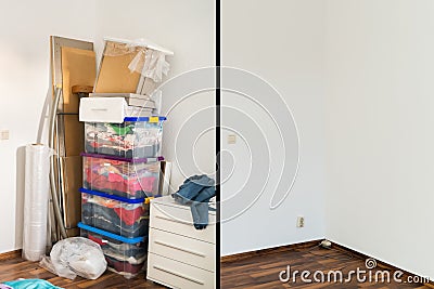 Before And After Room Declutter Stock Photo