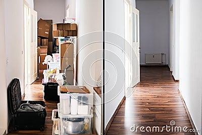 Before And After Room Declutter Stock Photo
