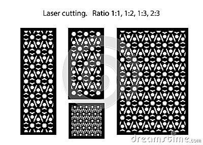 Room devider patterns. Set of decorative vector panels for laser cutting. Template for interior partition in arabesque Vector Illustration