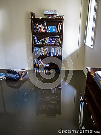 Room with Flood Water Editorial Stock Photo