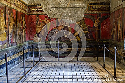 Room of the frescoes in Villa dei Misteri, Pompeii Stock Photo