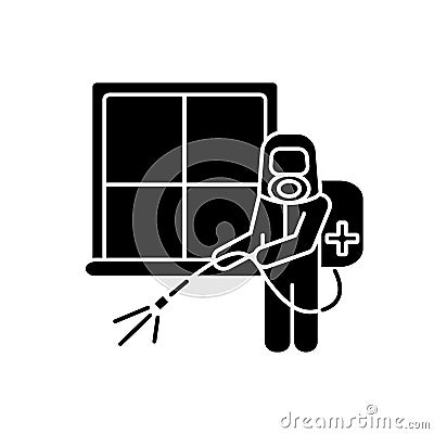 Room fumigation black glyph icon Vector Illustration