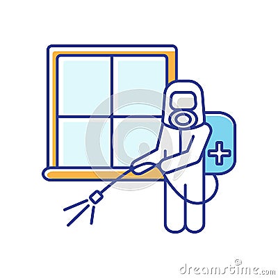 Room fumigation RGB color icon Vector Illustration