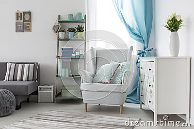 Room interior designed in bright tones Stock Photo