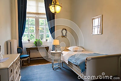 Room interior, white vintage furniture, Europe Editorial Stock Photo