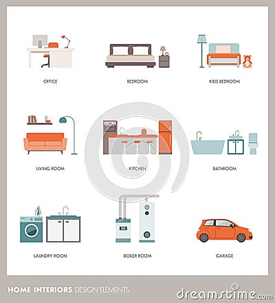 Room interiors Vector Illustration