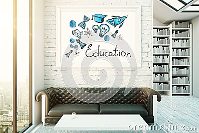 Room with knowledge sketch Stock Photo