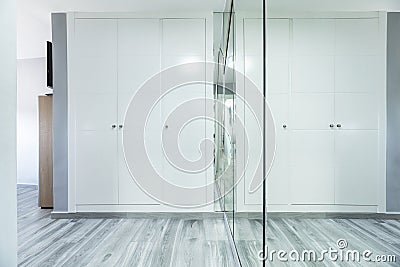 A room in a built-in closet Stock Photo