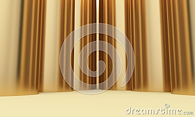 Room with large golden columns. 3d rendering Stock Photo