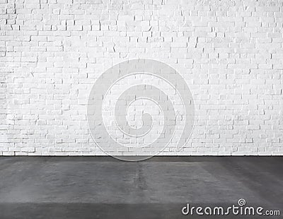 Room Made of Brick Wall and Concrete Floor Stock Photo