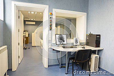 Room monitoring during MRI scan Stock Photo