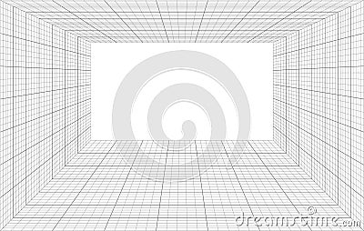 room perspective with thin and bold grid Vector Illustration