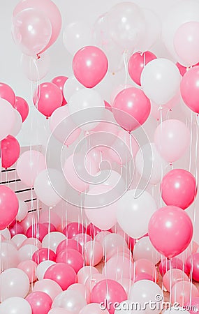 The room with pink balloons Stock Photo