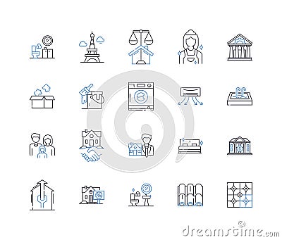 Room Refreshing line icons collection. Declutter, Clean, Organize, Paint, Decorate, Revamp, Rearrange vector and linear Vector Illustration