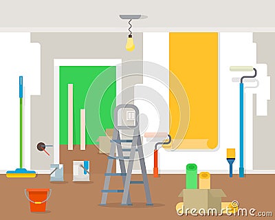 Room repair in home. Vector Illustration