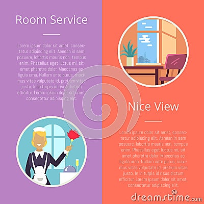 Room Service and Nice View Vector Illustration Vector Illustration