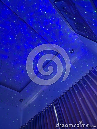 Room wallpaper night vision blue light star cool Stock Photo